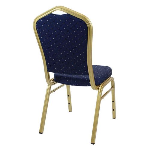 Diamond Aluminium Stacking Chair Blue Fabric Gold Frame