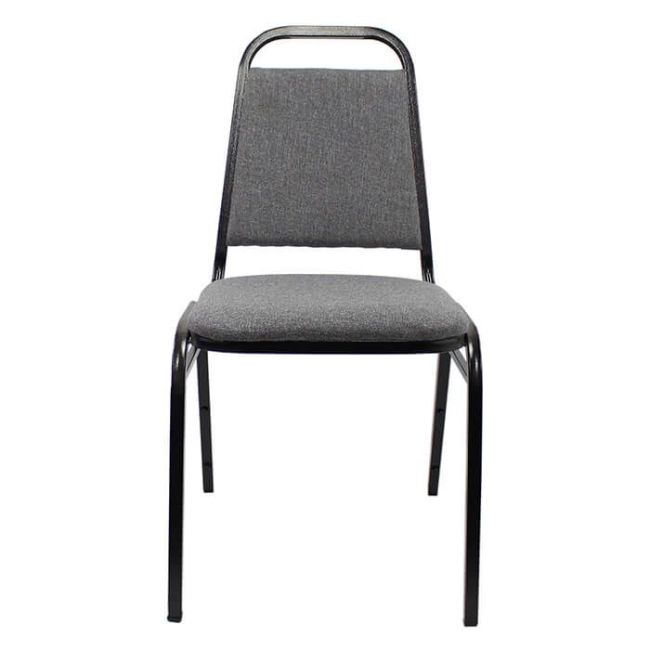 Economy Steel Banqueting Chair - Black Vein Grey Fabric