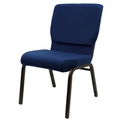Church Stacking Chair - Gold Vein Frame Blue Fabric
