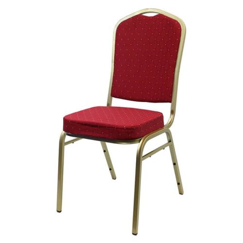 Diamond Steel Banqueting Chair - Gold Frame Red Fabric
