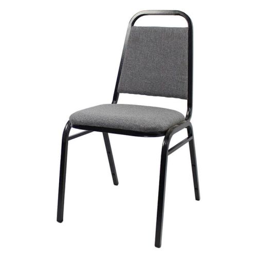Economy Steel Banqueting Chair - Black Vein Grey Fabric