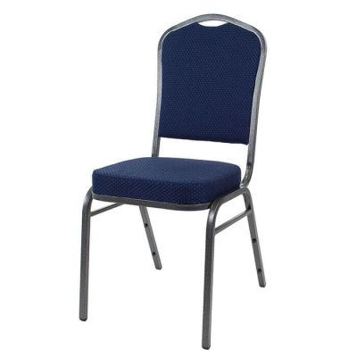 Diamond Steel Banqueting Chair - Silver Vein Blue Fabric