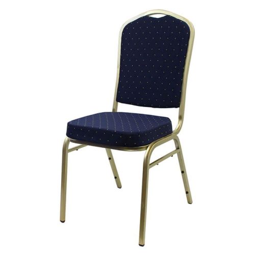 Diamond Steel Banqueting Chair - Gold Frame Blue Fabric