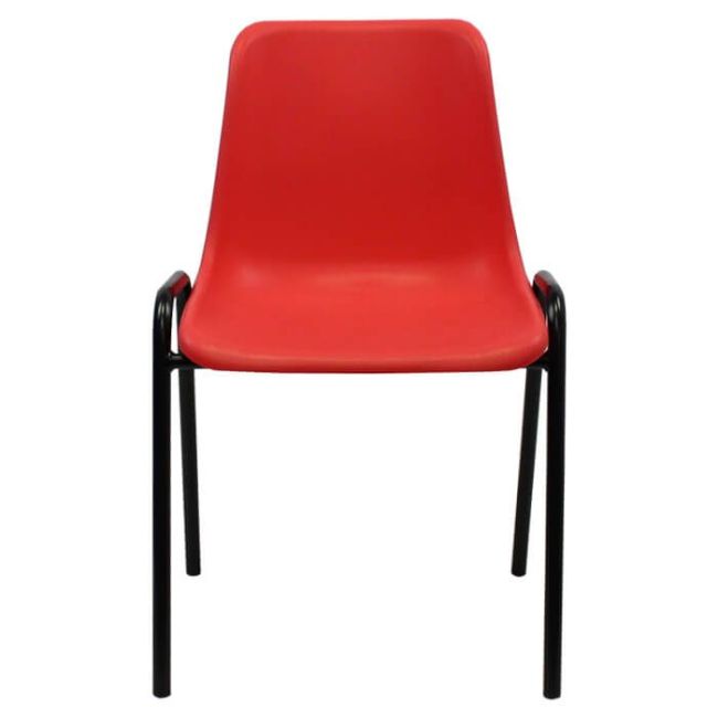 Economy Plastic Stacking Chair - Red Shell Black Frame