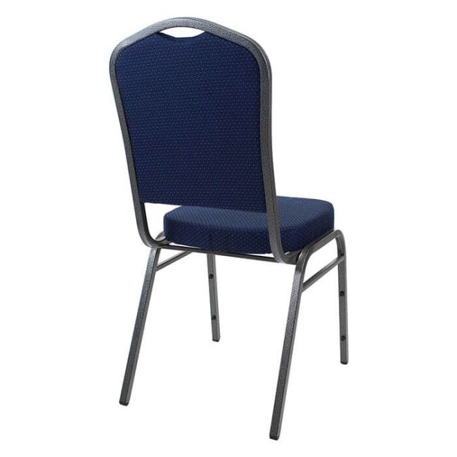Diamond Steel Banqueting Chair - Silver Vein Blue Fabric