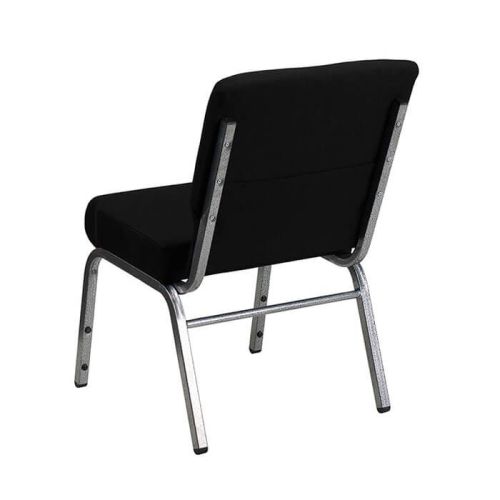 Church Stacking Chair - Silver Vein Frame Black Fabric