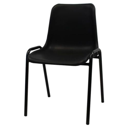 Economy Plastic Stacking Chair - Black Shell Black Frame