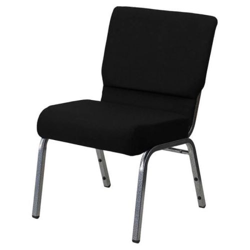 Church Stacking Chair - Silver Vein Frame Black Fabric