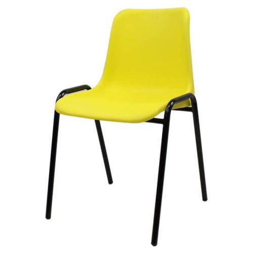 Economy Plastic Stacking Chair - Yellow Shell Black Frame