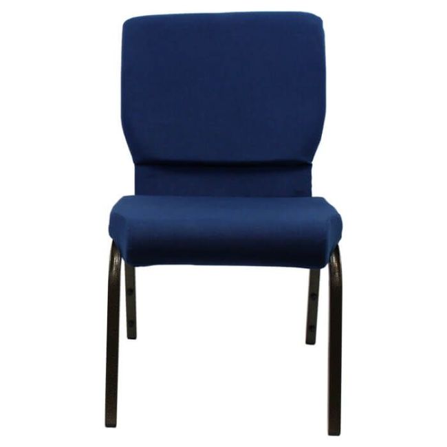 Church Stacking Chair - Gold Vein Frame Blue Fabric