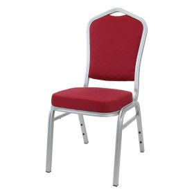 Diamond Aluminium Stacking Chair Burgundy Fabric Silver Frame