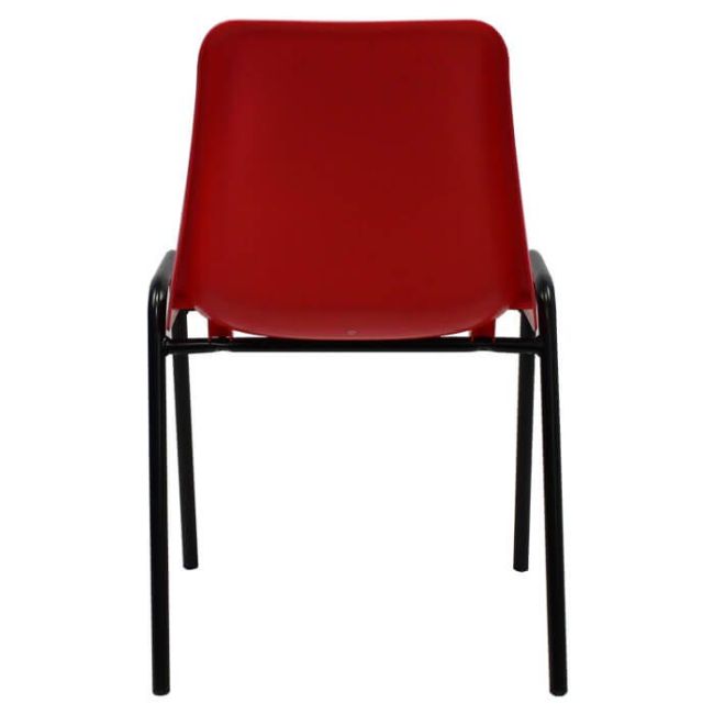 Economy Plastic Stacking Chair - Red Shell Black Frame