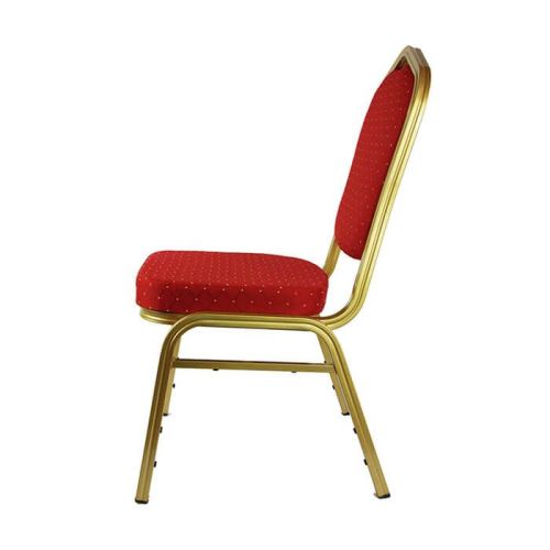 Diamond Aluminium Stacking Chair Red Fabric Gold Frame