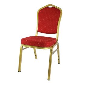 Diamond Aluminium Stacking Chair Red Fabric Gold Frame