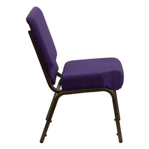 Church Stacking Chair - Gold Vein Frame Purple Fabric