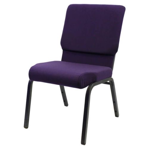 Church Stacking Chair - Silver Vein Frame Purple Fabric