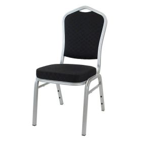 Diamond Aluminium Stacking Chair Black Fabric Silver Frame
