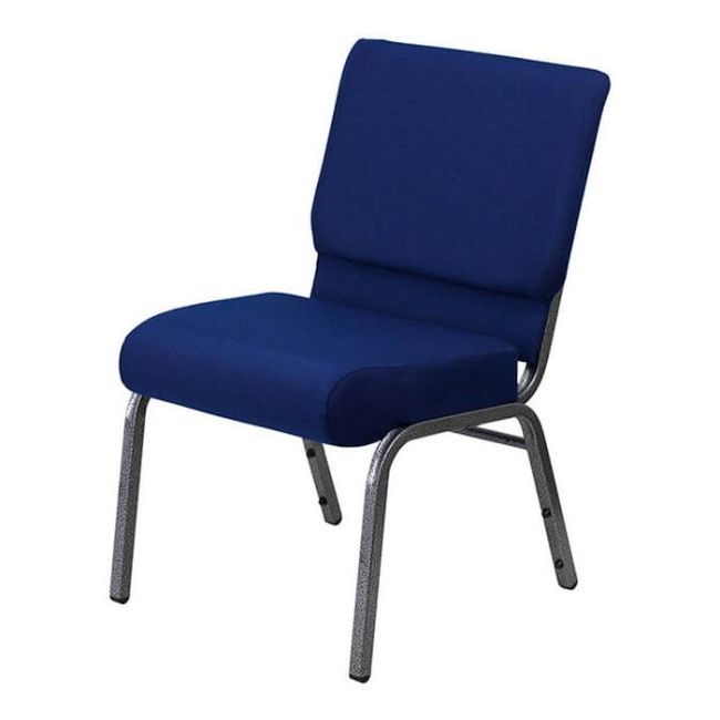 Church Stacking Chair - Silver Vein Frame Blue Fabric