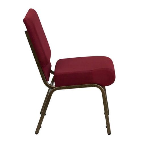 Church Stacking Chair - Gold Vein Frame Burgundy Fabric