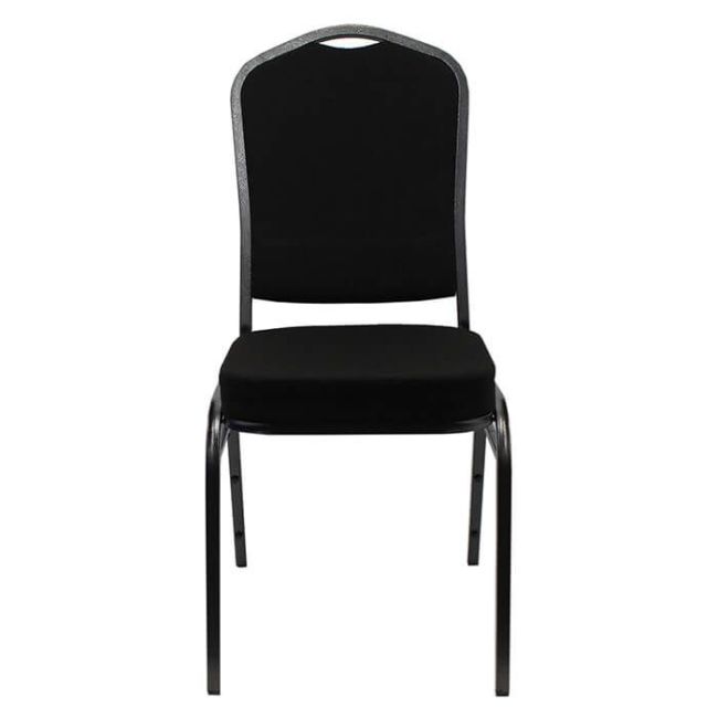 Diamond Steel Banqueting Chair - Silver Vein Black Fabric