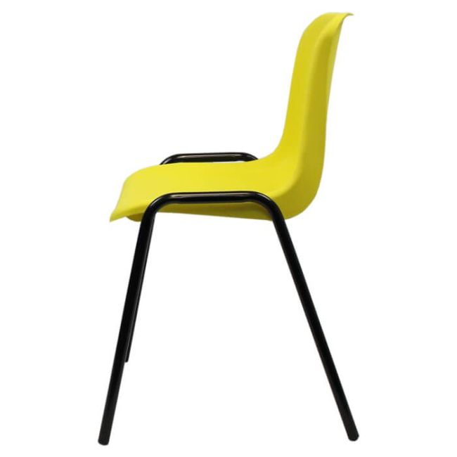 Economy Plastic Stacking Chair - Yellow Shell Black Frame