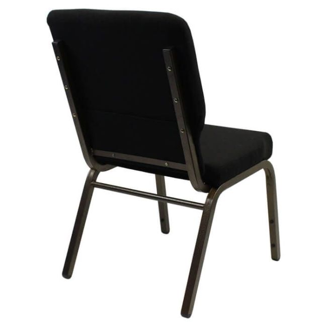 Church Stacking Chair - Gold Vein Frame Black Fabric