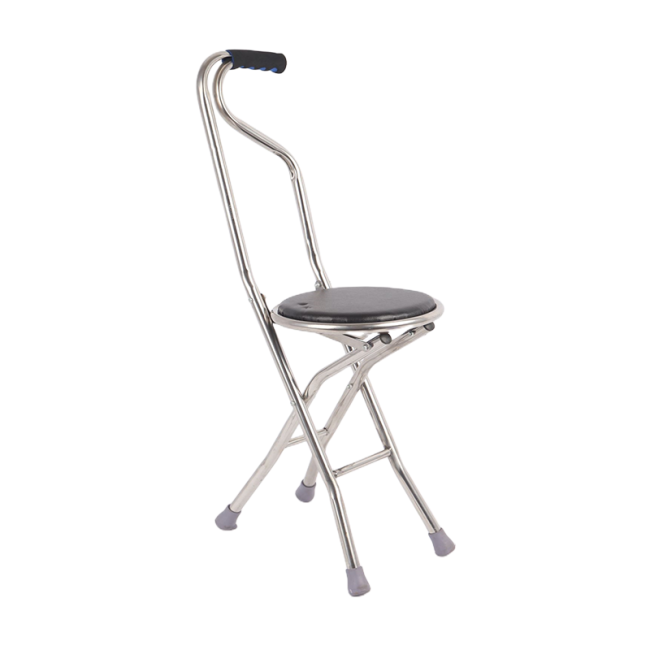 Factory Price Aluminum Adjustable Height Walking Stick with Chair for Elderly