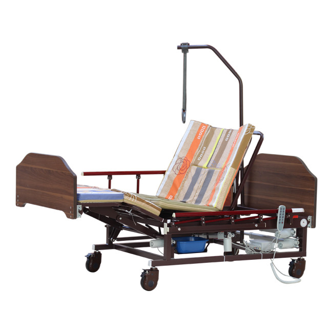 Wholesale Price Automatic Electric 5 Functions Nursing Home Care Bed Medical Hospital Bed with IV Pole