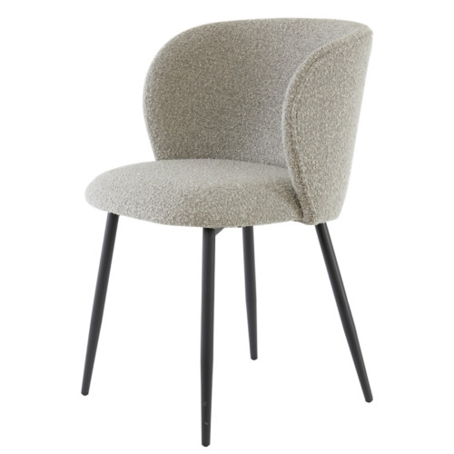 Curved back boucle dining chair
