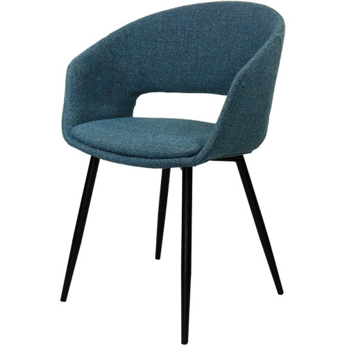 Cushioned Linen Fabric Dining Armchair with Metal Feet