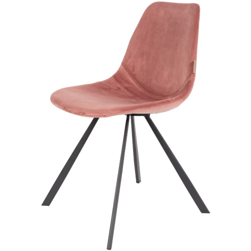 Luxurious velvet fabric dining chair with sleek metal feet