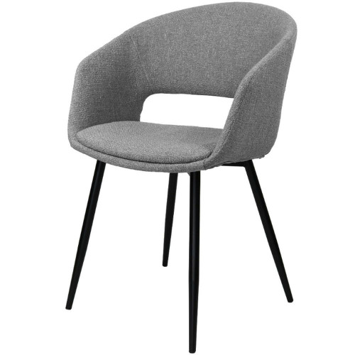 Cushioned Linen Fabric Dining Armchair with Metal Feet