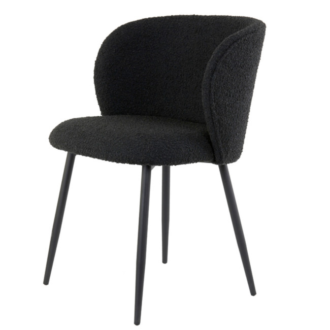 Curved back boucle dining chair