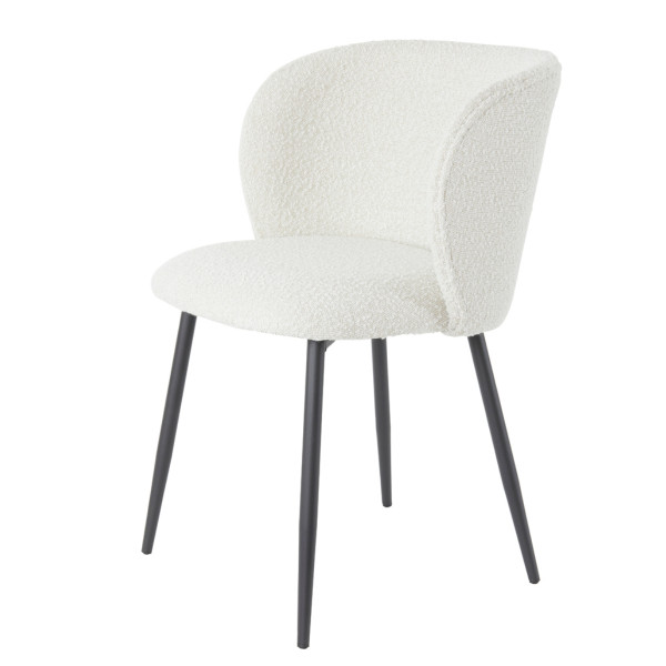 Curved back boucle dining chair