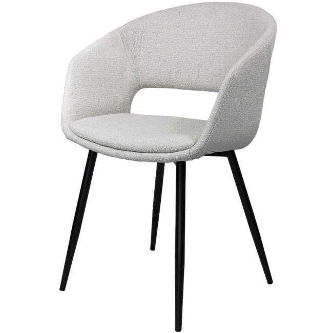 Cushioned Linen Fabric Dining Armchair with Metal Feet