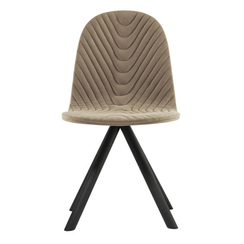 Luxurious khaki velvet dining chair with metal feet