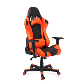Black And Orange Faux Leather Racing Gaming Chair