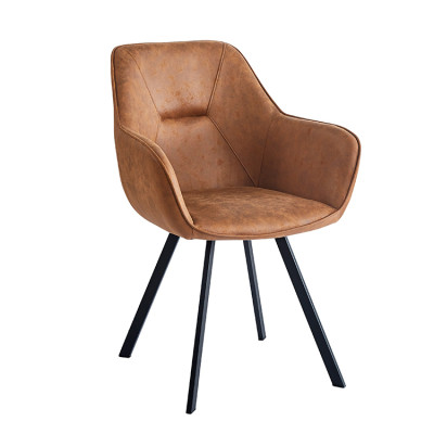 Industrial modern brown Microfiber dining chair with armrest