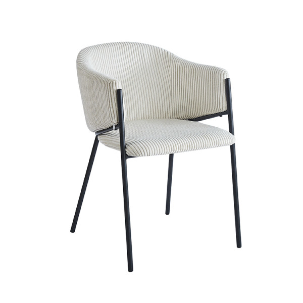 Elegant and stylish white boucle dining chair with armrest