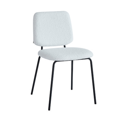 Stylish modern white boucle fabric dining chair