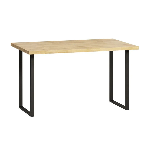 Modern square wooden top dining table with black metal base