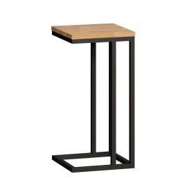 Wooden top side table with metal end