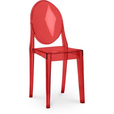 Red PC Ghost Chair - Armless Transparent Design