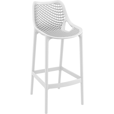 White Ventilated Bar Stool - Reinforced Polypropylene & Lightweight
