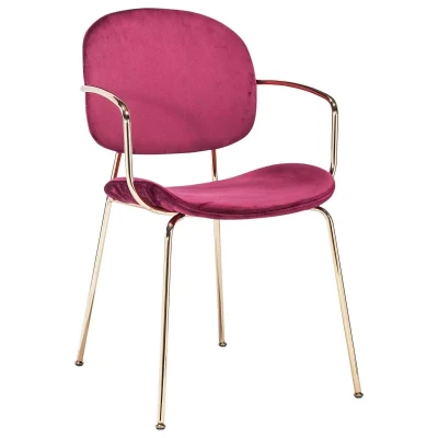 Luxury Purple Velvet Dining Chair - Gold-Plated Legs