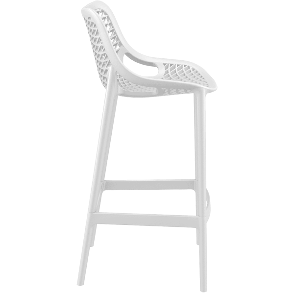White Ventilated Bar Stool - Reinforced Polypropylene & Lightweight