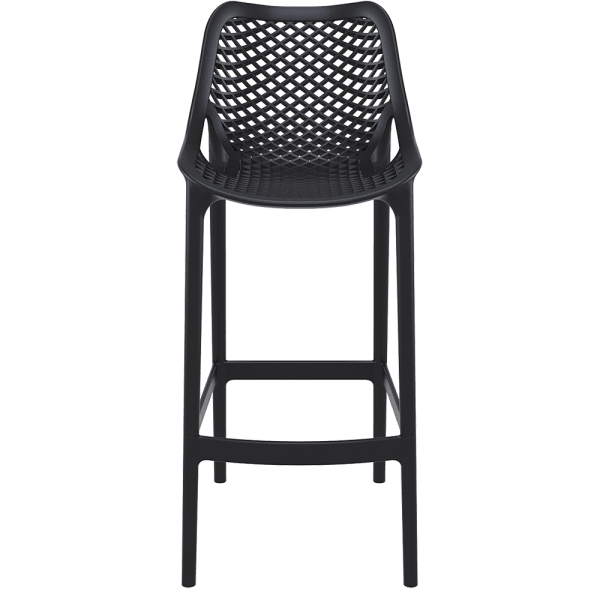 Black Ventilated Bar Stool - Reinforced Polypropylene & Lightweight