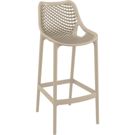 Taupe Ventilated Bar Stool - Reinforced Polypropylene & Lightweight