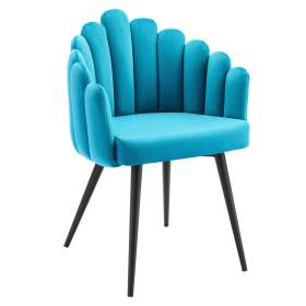 Modern Blue Velvet Armchair with Carbon Steel Legs - Contemporary Lounge Chair