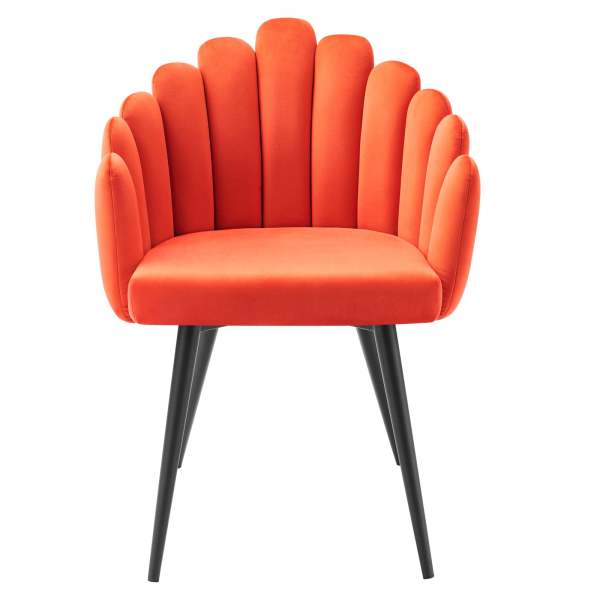 Modern Orange Velvet Armchair with Carbon Steel Legs - Contemporary Accent Chair